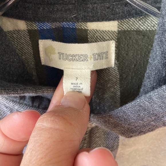 Tucker + Tate Men's Plaid Hooded Shirt - Blue, Gray, White - Picture 2 of 4